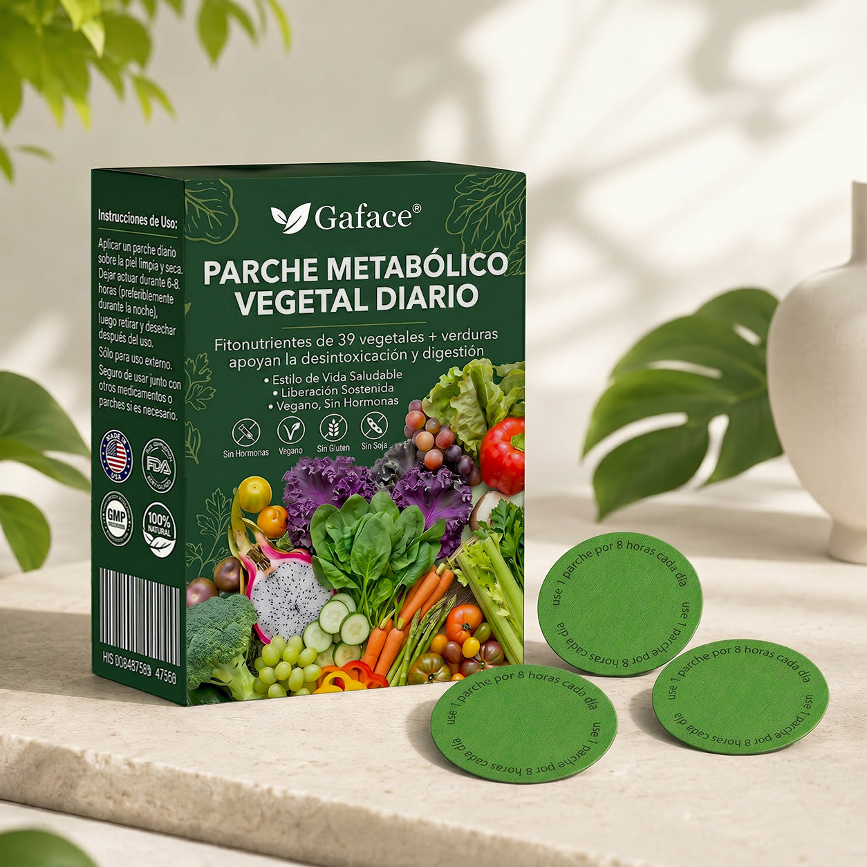 𝐆𝐚𝐟𝐚𝐜𝐞® 𝐃𝐚𝐢𝐥𝐲 𝐕𝐞𝐠𝐞𝐭𝐚𝐛𝐥𝐞 𝐌𝐞𝐭𝐚𝐛𝐨𝐥𝐢𝐜 𝐏𝐚𝐭𝐜𝐡 𝐮𝐬𝐞𝐬 𝐨𝐫𝐠𝐚𝐧𝐢𝐜 𝐯𝐞𝐠𝐞𝐭𝐚𝐛𝐥𝐞 𝐞𝐱𝐭𝐫𝐚𝐜𝐭𝐬 𝐚𝐧𝐝 𝐩𝐡𝐲𝐭𝐨𝐧𝐮𝐭𝐫𝐢𝐞𝐧𝐭𝐬 𝐟𝐫𝐨𝐦 𝟑𝟗 𝐯𝐞𝐠𝐞𝐭𝐚𝐛𝐥𝐞𝐬 + 𝐠𝐫𝐞𝐞𝐧𝐬 𝐭𝐨 𝐬𝐮𝐩𝐩𝐨𝐫𝐭 𝐝𝐞𝐭𝐨𝐱, 𝐝𝐢𝐠𝐞𝐬𝐭𝐢𝐨𝐧 & 𝐦𝐞𝐭𝐚𝐛𝐨𝐥𝐢𝐜 𝐫𝐞𝐬𝐞𝐭, 𝐚𝐧𝐝 𝐛𝐨𝐨𝐬𝐭 𝐞𝐧𝐞𝐫𝐠𝐲 𝐟𝐨𝐫 𝐚𝐥𝐥-𝐝𝐚𝐲 𝐰𝐞𝐥𝐥𝐧𝐞𝐬𝐬.