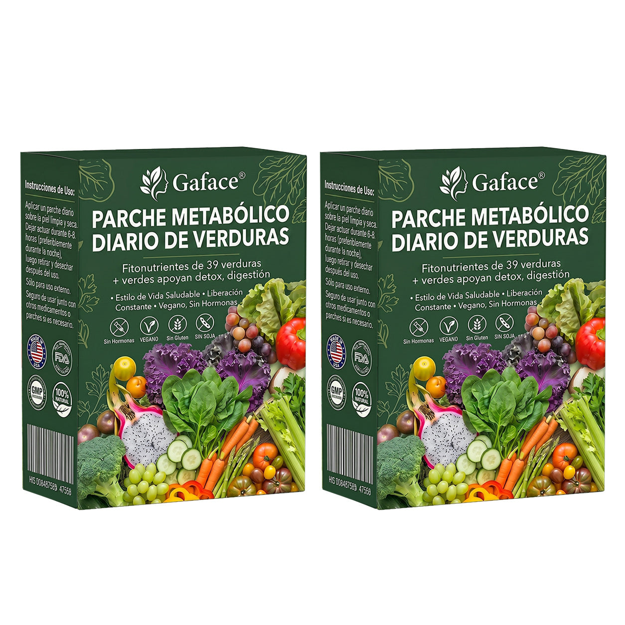 𝐆𝐚𝐟𝐚𝐜𝐞® 𝐃𝐚𝐢𝐥𝐲 𝐕𝐞𝐠𝐞𝐭𝐚𝐛𝐥𝐞 𝐌𝐞𝐭𝐚𝐛𝐨𝐥𝐢𝐜 𝐏𝐚𝐭𝐜𝐡 𝐮𝐬𝐞𝐬 𝐨𝐫𝐠𝐚𝐧𝐢𝐜 𝐯𝐞𝐠𝐞𝐭𝐚𝐛𝐥𝐞 𝐞𝐱𝐭𝐫𝐚𝐜𝐭𝐬 𝐚𝐧𝐝 𝐩𝐡𝐲𝐭𝐨𝐧𝐮𝐭𝐫𝐢𝐞𝐧𝐭𝐬 𝐟𝐫𝐨𝐦 𝟑𝟗 𝐯𝐞𝐠𝐞𝐭𝐚𝐛𝐥𝐞𝐬 + 𝐠𝐫𝐞𝐞𝐧𝐬 𝐭𝐨 𝐬𝐮𝐩𝐩𝐨𝐫𝐭 𝐝𝐞𝐭𝐨𝐱, 𝐝𝐢𝐠𝐞𝐬𝐭𝐢𝐨𝐧 & 𝐦𝐞𝐭𝐚𝐛𝐨𝐥𝐢𝐜 𝐫𝐞𝐬𝐞𝐭, 𝐚𝐧𝐝 𝐛𝐨𝐨𝐬𝐭 𝐞𝐧𝐞𝐫𝐠𝐲 𝐟𝐨𝐫 𝐚𝐥𝐥-𝐝𝐚𝐲 𝐰𝐞𝐥𝐥𝐧𝐞𝐬𝐬.